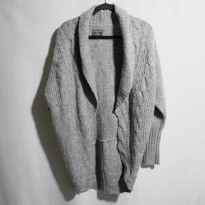 Abercrombie Womens Gray Cocoon Sweater Open Front Cardigan Long Cable Knit Y2K S